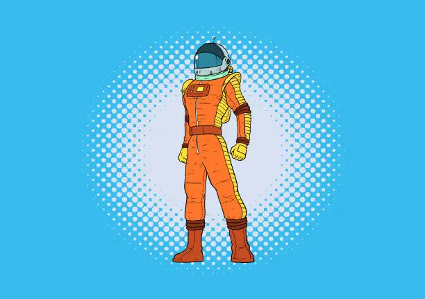 Vector illustration of Vector Retro Pop Art Astronaut Illustration