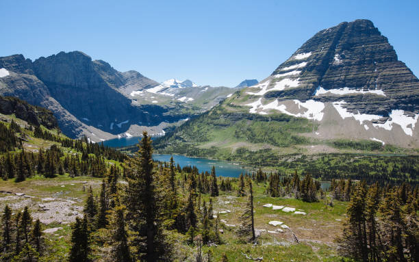 hidden lake at logan pass, glacier national park (montana) - flathead valley stock-fotos und bilder