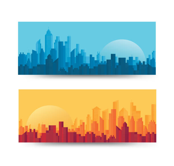 ilustrações de stock, clip art, desenhos animados e ícones de modern city skyline backgrounds vector illustration eps10 - landscape city manhattan skyline