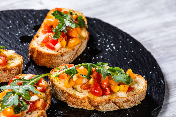 istock Bruschetta on wooden table 1169368736