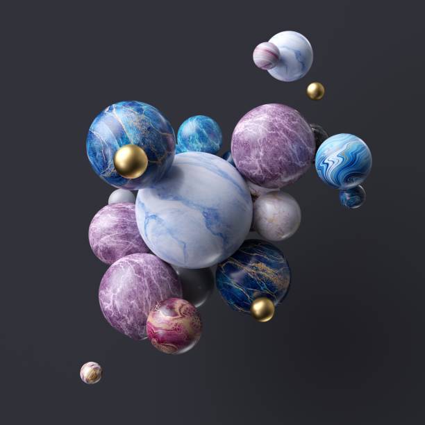 3d abstract assorted marble balls isolated on black background 3d abstract assorted marble balls isolated on black background marble sphere stock pictures, royalty-free photos & images