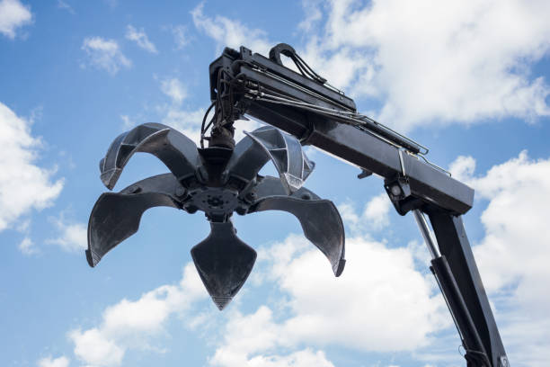 istock Crane Arm With Open Claw. Industrial grabber. 1169371282