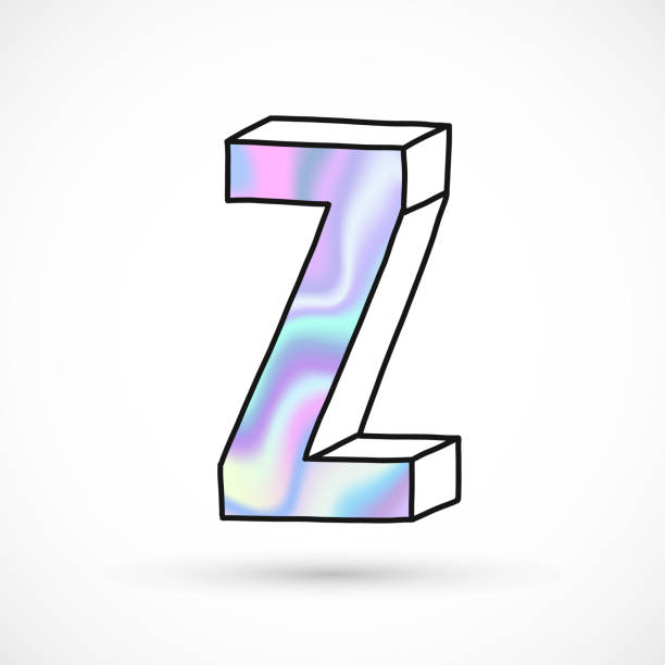istock Modern alphabet set, letters, holographic gradient neon 3d hand drawn line perspective trend illustration 1169372437