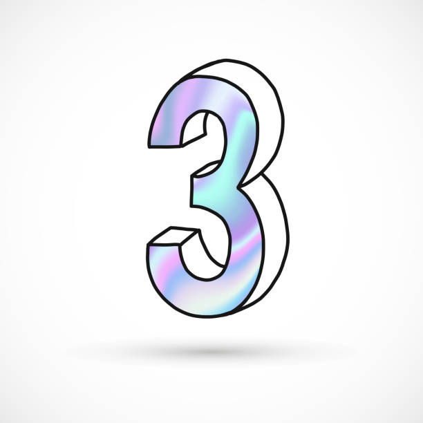 istock Modern numbers set, holographic gradient neon 3d hand drawn line perspective trend illustration 1169372469