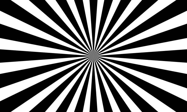 monochromatyczne czarno-białe abstrakcyjne tło wzoru sunburst. - blurry background stock illustrations
