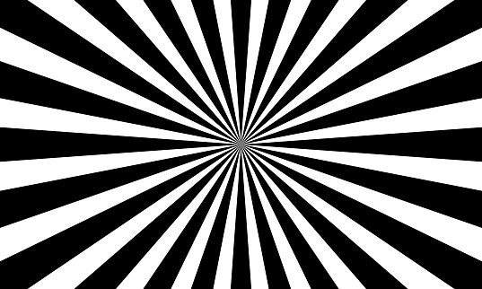Monochrome black and white abstract sunburst pattern background.