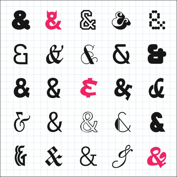Set of ampersands. Collection of elegant and stylish custom ampersand. Decoration ampersands. cursive ampersand stock illustrations