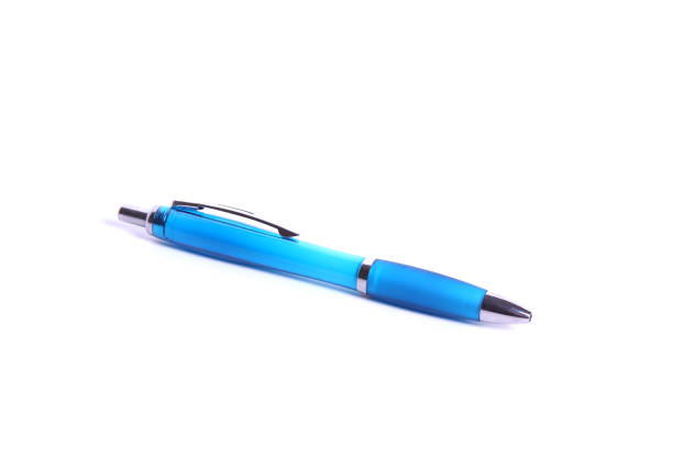 istock Blue ballpoint pen isolated on white background 1169378382