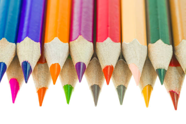 close-up the colored pencil on white background.