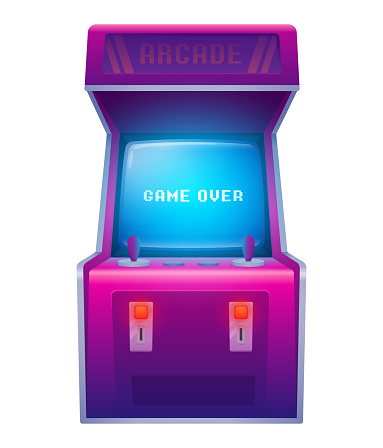 Arcade machine. Retro arcade game machine. Isolated vector illustration
