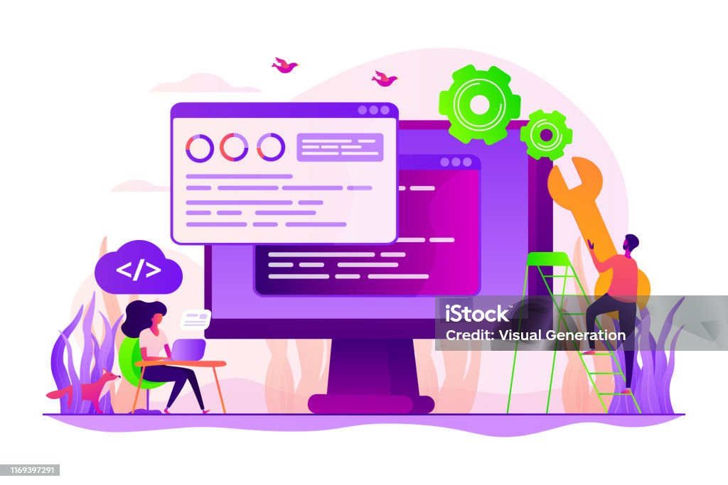 Back End Development Concept Vector Illustration Stock Illustration ...