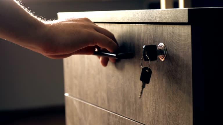 Unlocking and Opening Drawer in Office