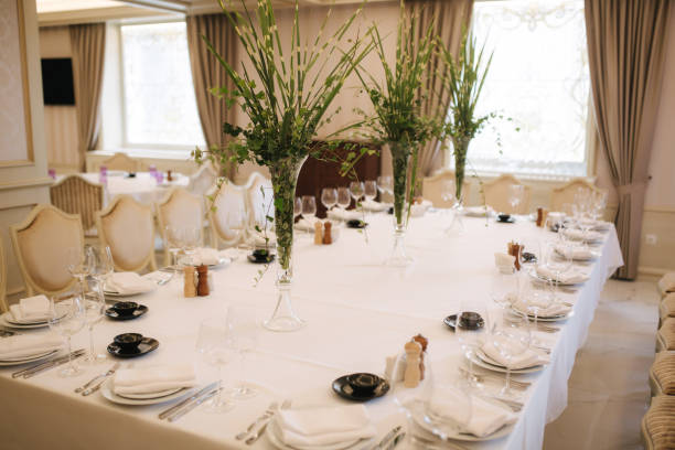 istock Table in the restaurant. Served and decorated table 1169402722