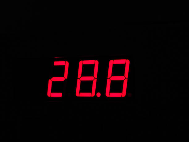 istock Digital LCD display of thermometer showing hot temperature in Ce 1169414666