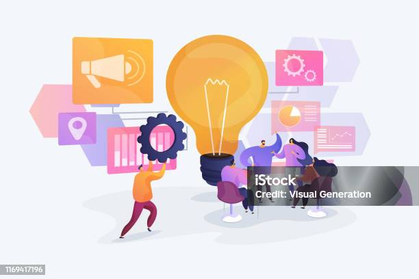 Brainstorm Concept Vector Illustration Stock Illustration - Download Image Now - Teamwork, Office, Light Bulb