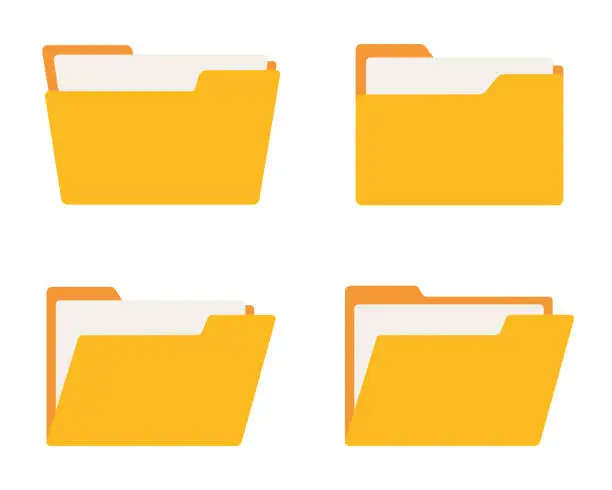 Vector illustration of Folder icon set. Flat style. Vector