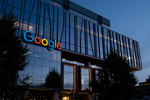 Seattle, USA - Aug 19, 2019: The new Google building in the south lake union area at twilight.