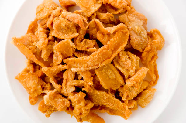 istock Crispy Fried Chicken Skin on plate 1169438357