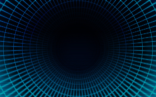 Abstract background video game warp tunnel warping with scanlines with space for copy.