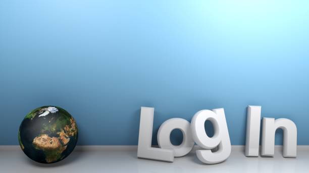 istock Log In write leaning at blue wall - 3D rendering illustration 1169446656