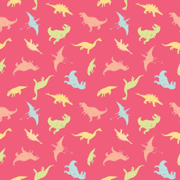 istock Dino Seamless Pattern, Cute Cartoon Hand Drawn Dinosaurs Doodles Vector Illustration 1169447681