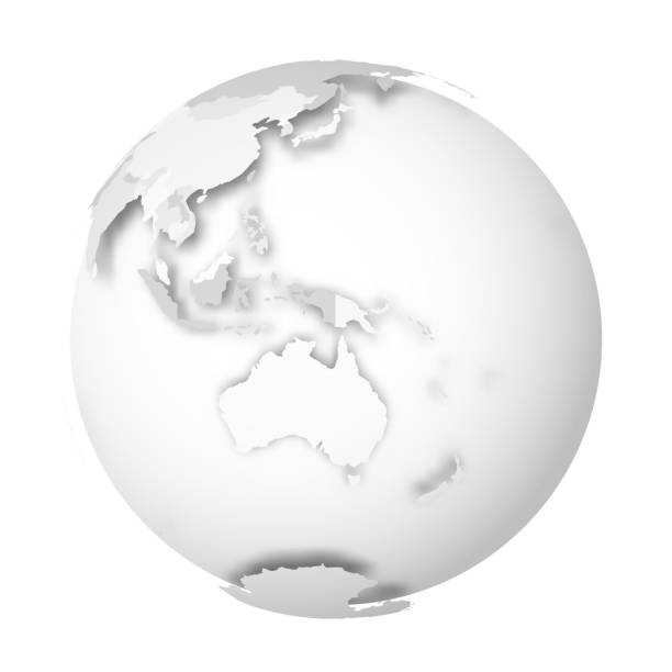 istock Earth globe. 3D world map with grey political map of countries dropping shadows on white seas and oceans. Vector illustration 1169459889