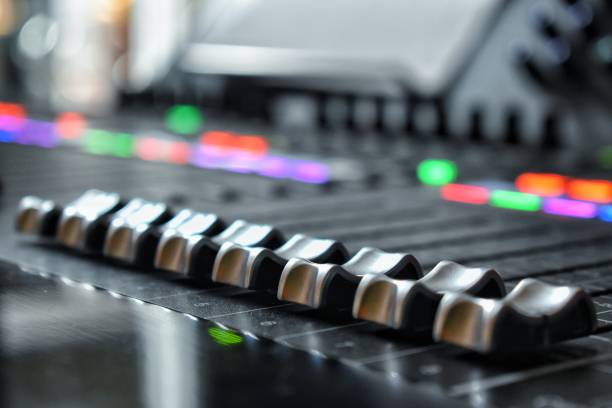 istock Audio controls in media control room. 1169474668
