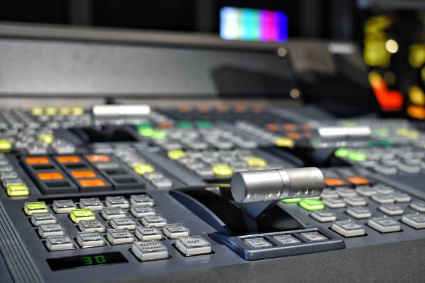 istock Equipment in control room for television production. 1169475068