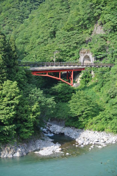 istock Red iron bridge in Japan 1169475994