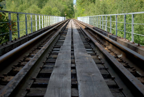 istock Summer view of an abandoned railway bridge. 1169478861
