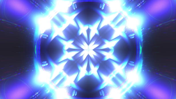 istock Computer generated fractal blue kaleidoscopic backdrop of twinkling blue lights, 3d rendering 1169479514