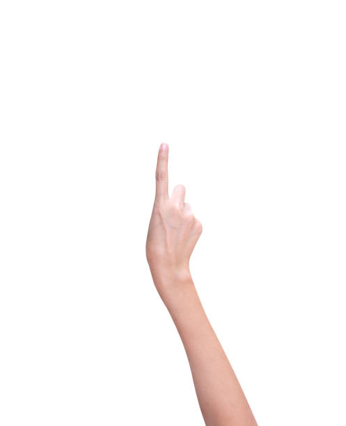 istock Asian woman right hand and finger doing pressing a button,  isolated on white background with clipping path 1169480490
