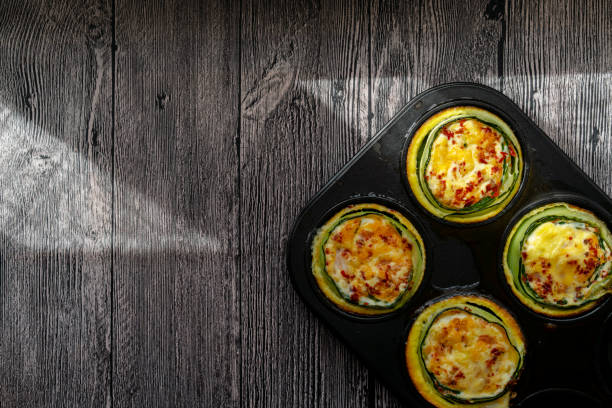 homemade healthy breakfast: cucumber muffin stuffed with egg and shrimp homemade healthy breakfast: cucumber muffin stuffed with egg and shrimp muffin tin eggs stock pictures, royalty-free photos & images