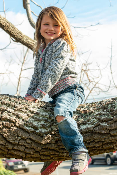 Caucasian Smiling little girl looking at the camera