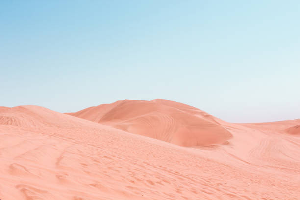 Landscape of sand dunes in the desert-Huacachina in Peru stock photo
