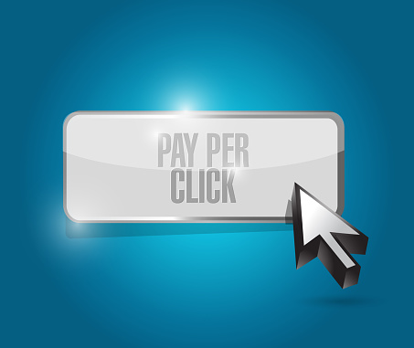 Pay per click button illustration design over a blue background