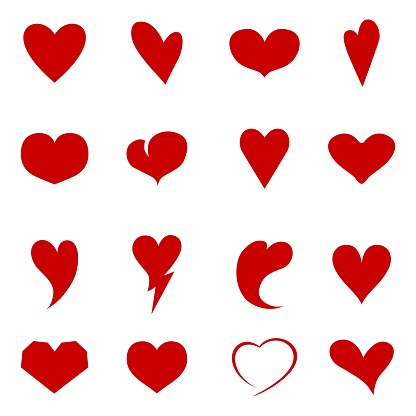 Koleksi Hati Dengan Bentuk Yang Berbeda Ilustrasi Stok - Unduh Gambar