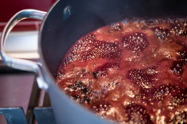 Photo of elderberry jam boiling