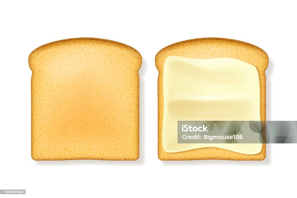Butterbread Visual Realistic 3d Detailed Butter Spreading Bread Set Vector Stock ...