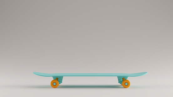 Gulf Blue Turquoise and Orange Skateboard 3d illustration