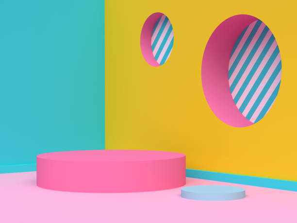 istock yellow green pink wall corner abstract geometric scene 3d render 1169506181