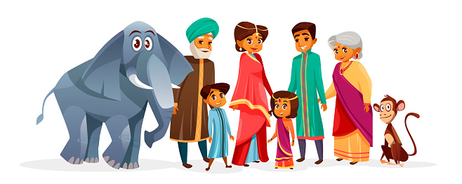 Indian Family Vector Cartoon Illustration Characters Stock Illustration -  Download Image Now - iStock
