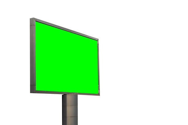 istock Blank billboard with chroma key green screen for your text for advertisement isolated on white background. 1169514770