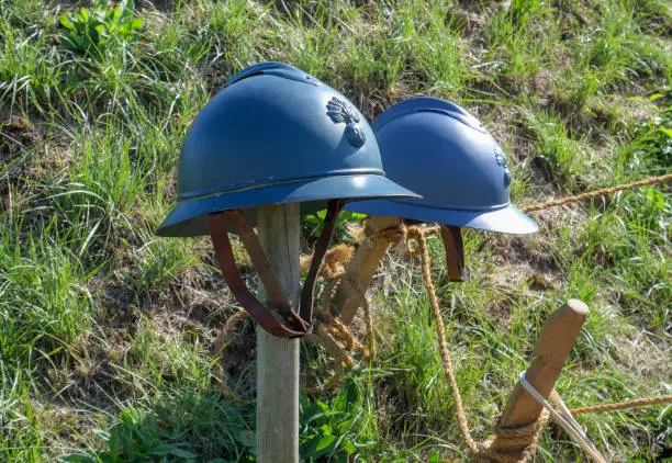 Photo of French military helmets of the First World War, Adrian