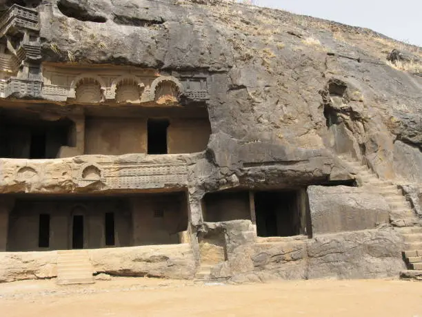 Photo of Baja caves, Entrance. These Buddhist caves date back to the 1st and 2nd century BC. Cave No. 12. One of the finest caves in Maharashtra, India