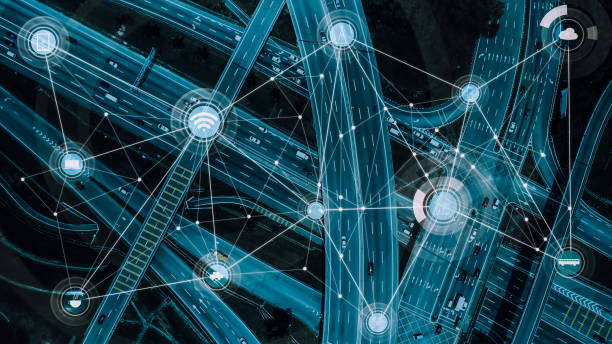 Smart transportation Smart transportation and intelligent communication network of things, wireless connection technologies for courier service business . car technology stock pictures, royalty-free photos & images