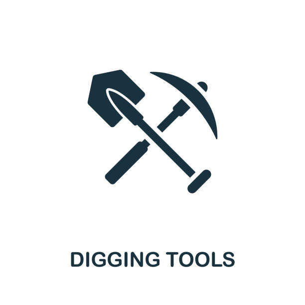 Digging Tools vector icon symbol. Creative sign from farm icons collection. Filled flat Digging Tools icon for computer and mobile Digging Tools vector icon illustration. Creative sign from farm icons collection. Filled flat Digging Tools icon for computer and mobile. Symbol, logo vector graphics. pick axe stock illustrations