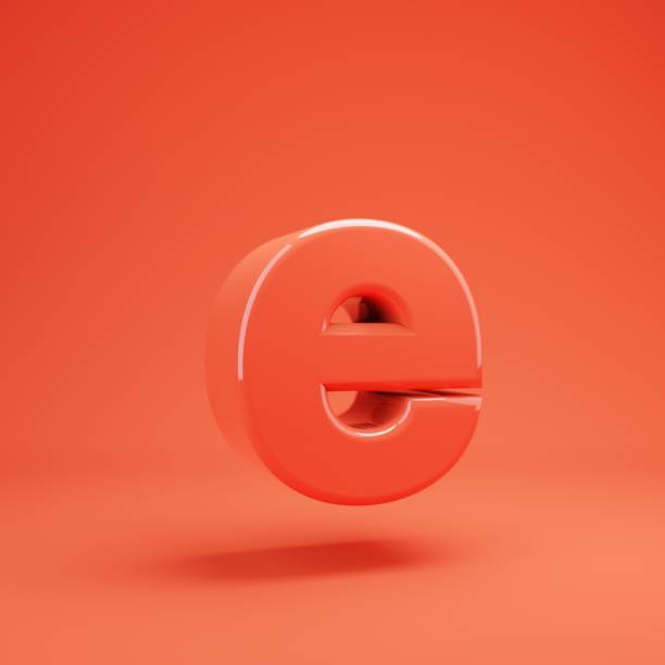 istock Letter E lowercase. Living Coral font with glossy reflections and shadow 1169524989