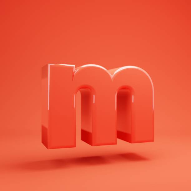 Living Coral letter M lowercase. 3D rendered glossy coral alphabet type for poster, banner, advertisement, decoration.