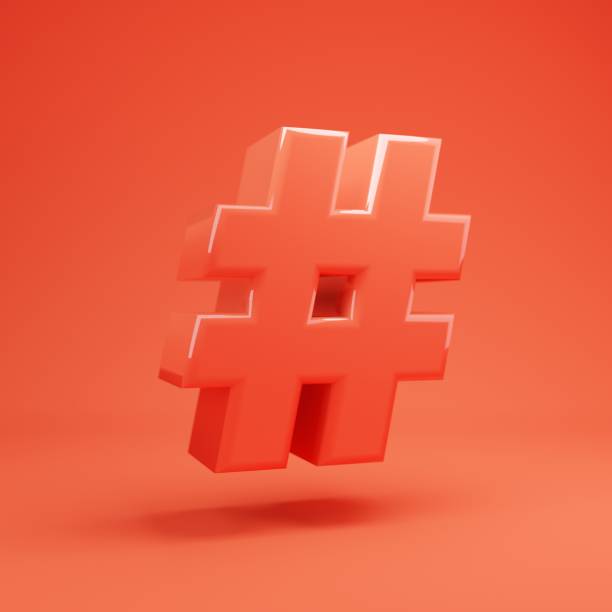 istock Hashtag symbol. Living Coral font with glossy reflections and shadow 1169525191